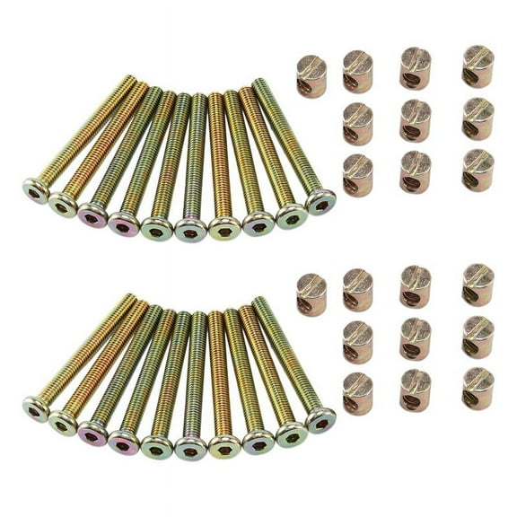 2X Hex Socket Head Cap Screws Furniture Bolt with Threaded M 6x55 MM Nuts Dowel Slotted Nut