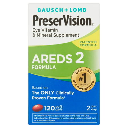 Bausch & Lomb Preservision AREDS 2 Formule pour les yeux Vitamine Gels mous, 120 CT gélules