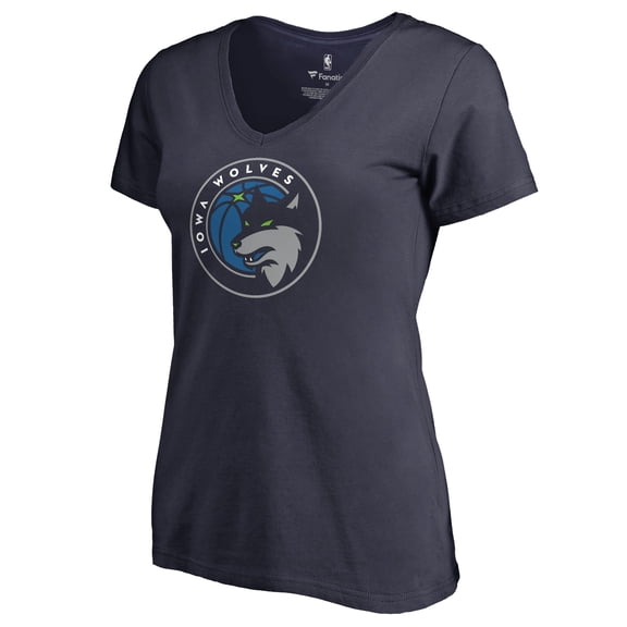Women's Navy Iowa Wolves Primary Logo V-Neck T-Shirt
