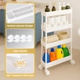 thumbnail image 2 of Pinksheep Slim Rolling Storage Cart, 4Tier Bathroom Organizer Utility Carts Shelving Unit with Wheels for Kitchen, White, 2 of 6