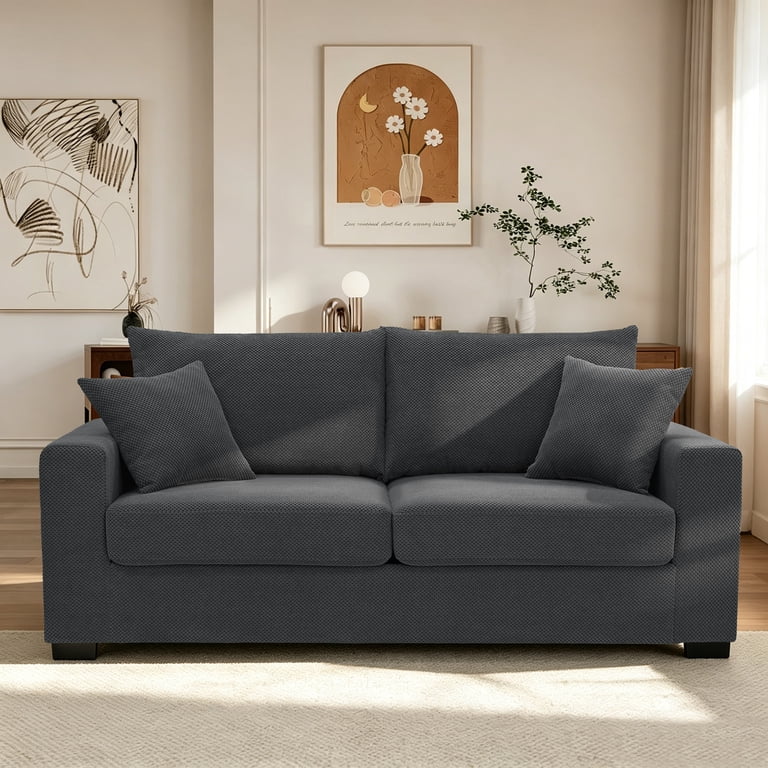 Lunale 69" Modern Loveseat, Gray Polyester photo 1