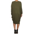 thumbnail image 4 of Women's Plus Size Casual Solid Loose Fit 3/4 Sleeve Dolman Sleeve Midi Dress, 4 of 5