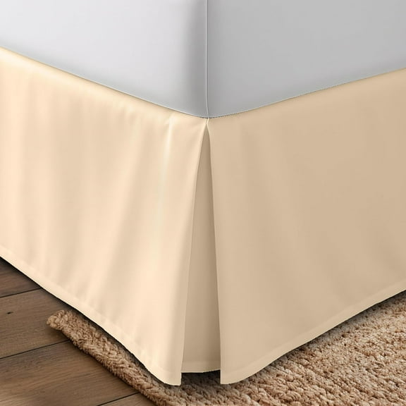 Queen Bed Skirt - Soft Quadruple Pleated Ruffle - Easy Fit with 16 Inch Tailored Drop - Hotel Quality, Shrinkage and Fade Resistant (Queen, Beige)