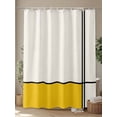 thumbnail image 4 of Shower Curtains for Bathroom-36"x72", Modern Geometric Lines Splicing Art Waterproof Bath Curtain Grommet Shower Curtain Set with Hooks, Black Stripe on Beige and Yellow Washable Bath Accessories, 4 of 6