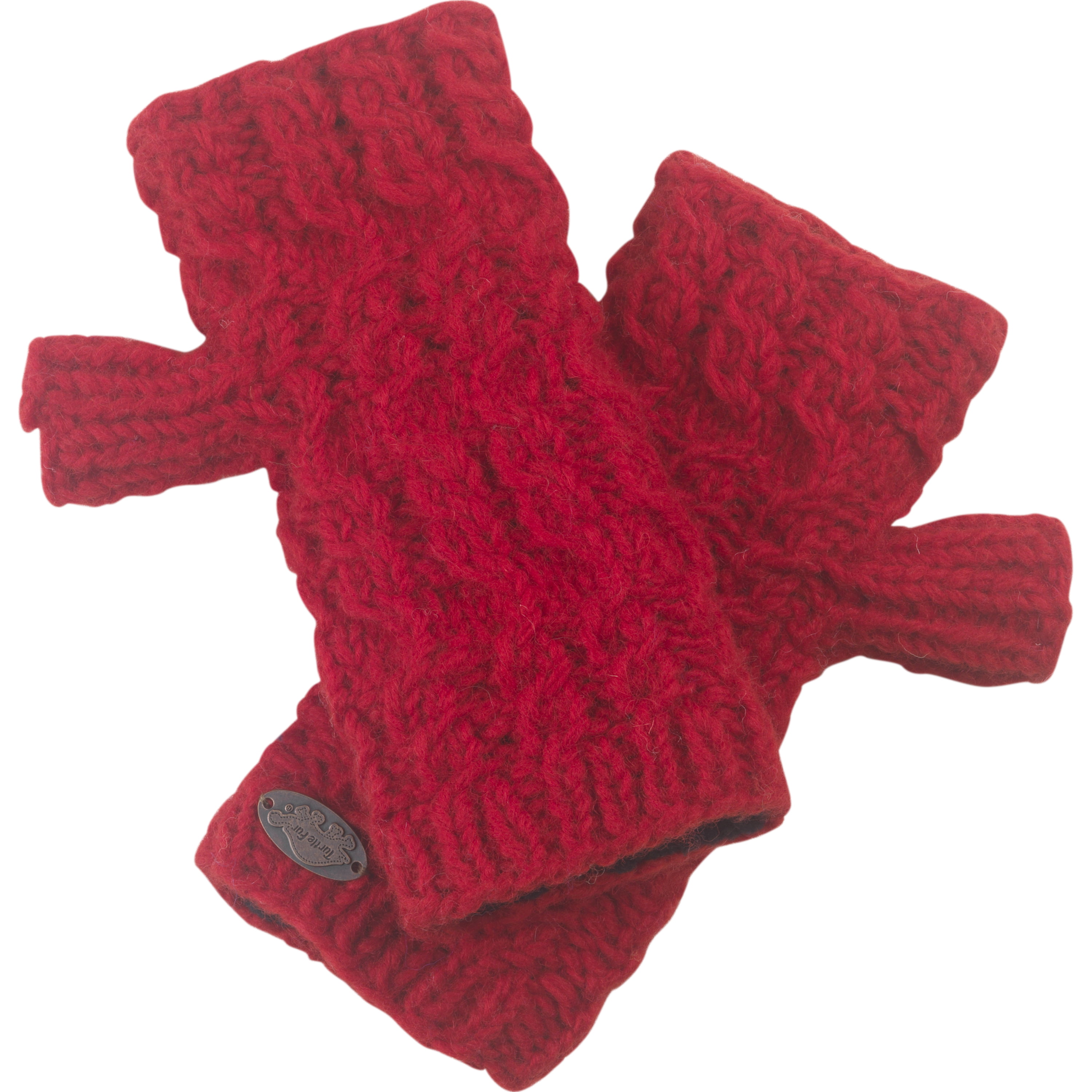 Hand Knit Fingerless Wool Texting Mittens Fleece Lined Made in Nepal