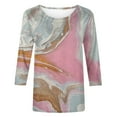 thumbnail image 4 of Jewelreauty Women Summer Graphic Shirts 3/4 Sleeve Round Neck Print Pullover Tops Loose Casual Lightweight Tee (L, Pink-C), 4 of 5