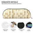 thumbnail image 5 of Leather Semi-Circular Storage Bag 7.5×2.6×1.4in Single Pocket Design Semi-Circular Shape Can Be Used As A Storage Pen Makeup Bag Beige Checked Hand-Drawn Sketch_2, 5 of 7