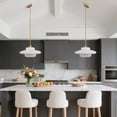 thumbnail image 3 of Mid Century Pendant Light Fixtures E26 Modern Gold Brass Kitchen Island Chandelier Lamp Milk White Glass Large Pendant Lamps for Dining Table Bedroom Hallway, 3 of 9