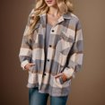 thumbnail image 1 of MKLEKYY Pull pour Femmes, Veste à Carreaux en Laine d'Agneau, Veste Décontractée, Long Cardigan, 1 of 8