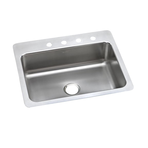 Elkay LSR27221 18 Gauge Stainless Steel 27 x 22 x 8 inch Single Bowl Dual & Universal Mount Kitchen Sink - 1 Faucet Hole