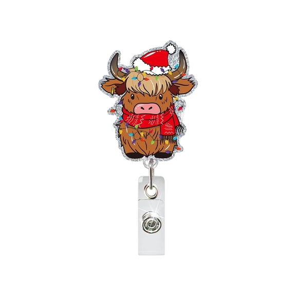 Christmas Badge Holder Retractable ABS Badge Holder with Metal Belt Clip for Nurse Doctor Student Teacher Office School