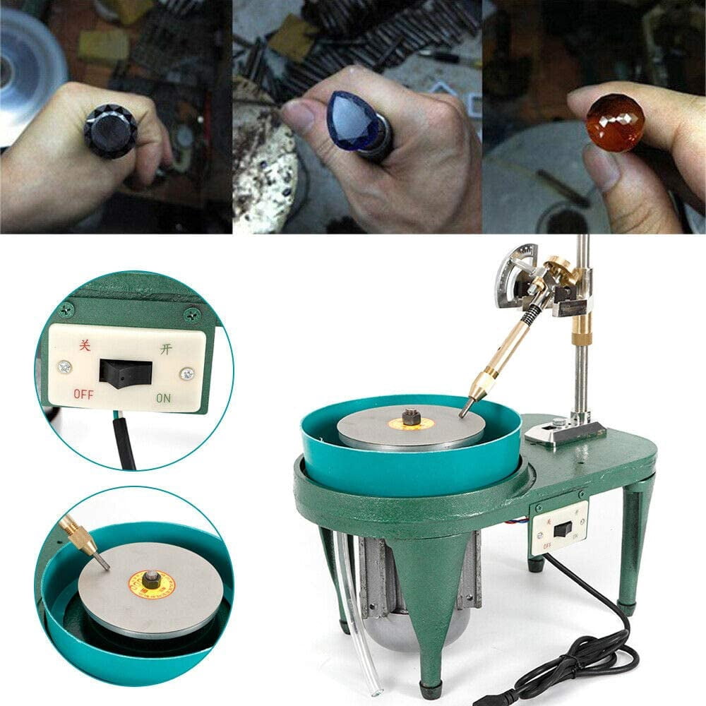 Fichiouy Electric Gem Faceting Machine Jewelry Polisher Jade Flat Grinder Grinding for Jade Agate Amber Precious Stones 180W 110V