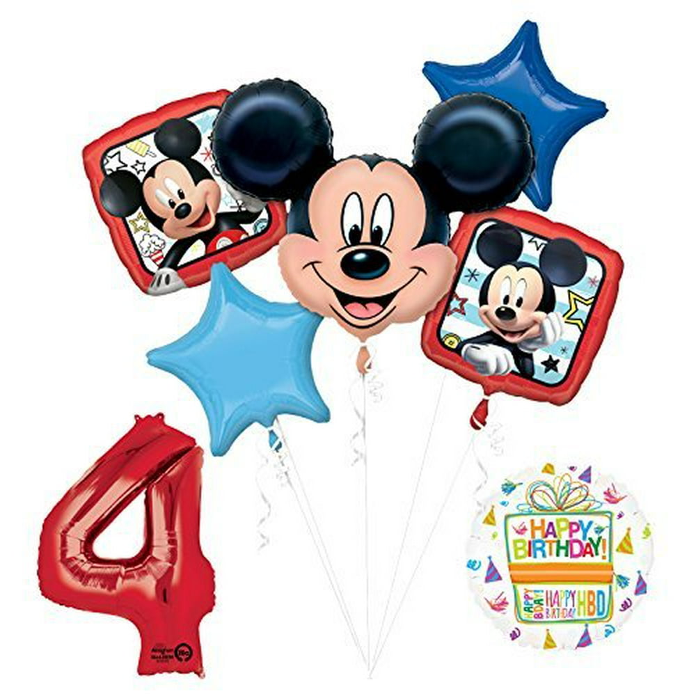 NEW Mickey Mouse 4th Birthday Party Supplies Balloon Bouquet