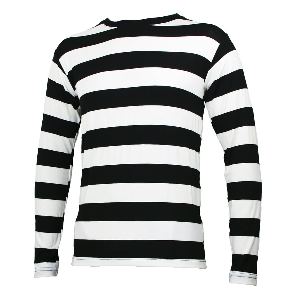 Tragic Mountain - Long Sleeve Black White Striped Men's Shirt Medium