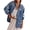 Blue Embroidery, variant on Women's Vintage Oversized Denim Jacket Embroidered Graphic Casual Loose Fit Button Down Jean Jacket