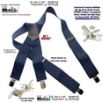 thumbnail image 3 of Holdup Suspender Company Extra Long XL Navy Blue wide work Suspenders with Jumbo Silver tone No-slip Clips, 3 of 4