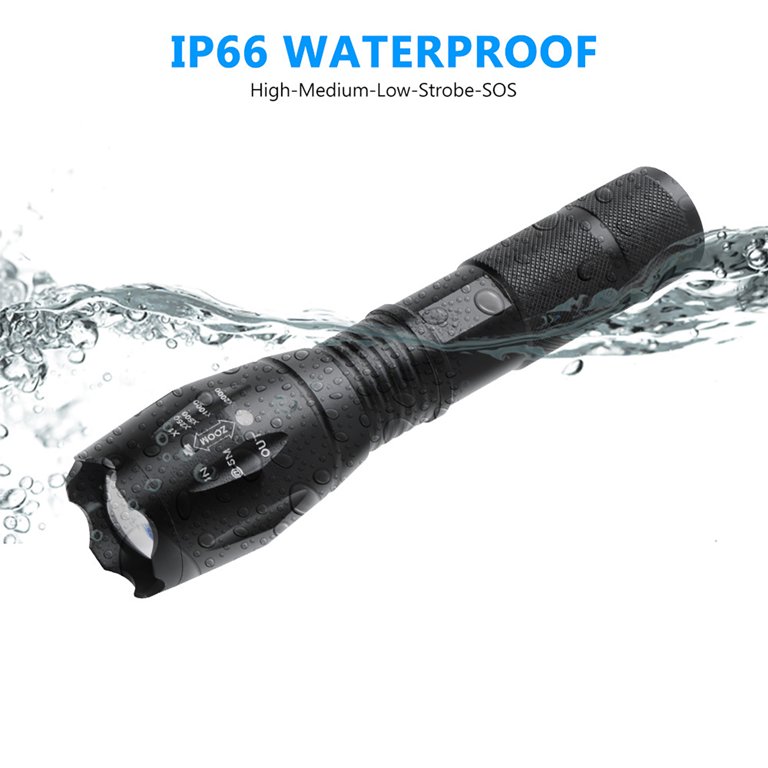 T6 Touch Light Led Tactical Flashlight Zoom-Able Flashlights For Camping  Night Ride And Adventure