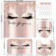 thumbnail image 1 of 1pc/set Glitter Eyelash Bathmat & Shower Curtain, Bath Curtain With 12 Hooks, Anti Slip Bathmat, U Shaped Toilet Mat And Toilet Cover, Bathroom Accessories, Bathroom Decor, 1 of 5