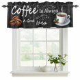 thumbnail image 2 of 2 Pack Valances for Windows, Black Coffee Vintage Window Valances for Living Room/Bedroom/Bathroom, Farmhouse Coffee Cup Bean Light Filtering Kitchen Curtain Valance Window Treatment 42"W x12" L, 2 of 9