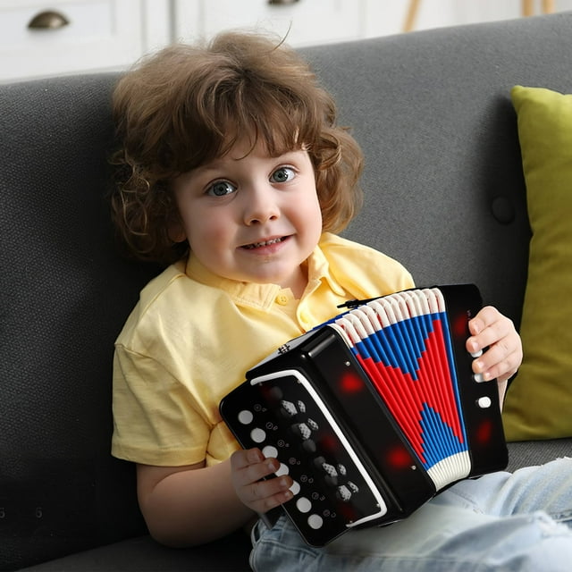 AURARMLET Compact Black Accordion Musical Instrument with Air Valve for Rhythm Control and Portability