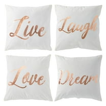 Set of 4 Rose Gold Throw Pillow Covers, 17x17 Inch Decorative Pillow Cases with Live, Laugh, Love, Dream in Elegant Script