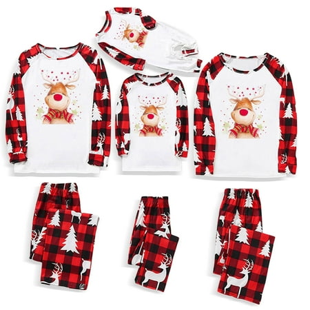 

MIPREWUY Parent-Child Christmas Nightclothes Long Sleeve Christmas Elk Romper/ Tops Pants Suit