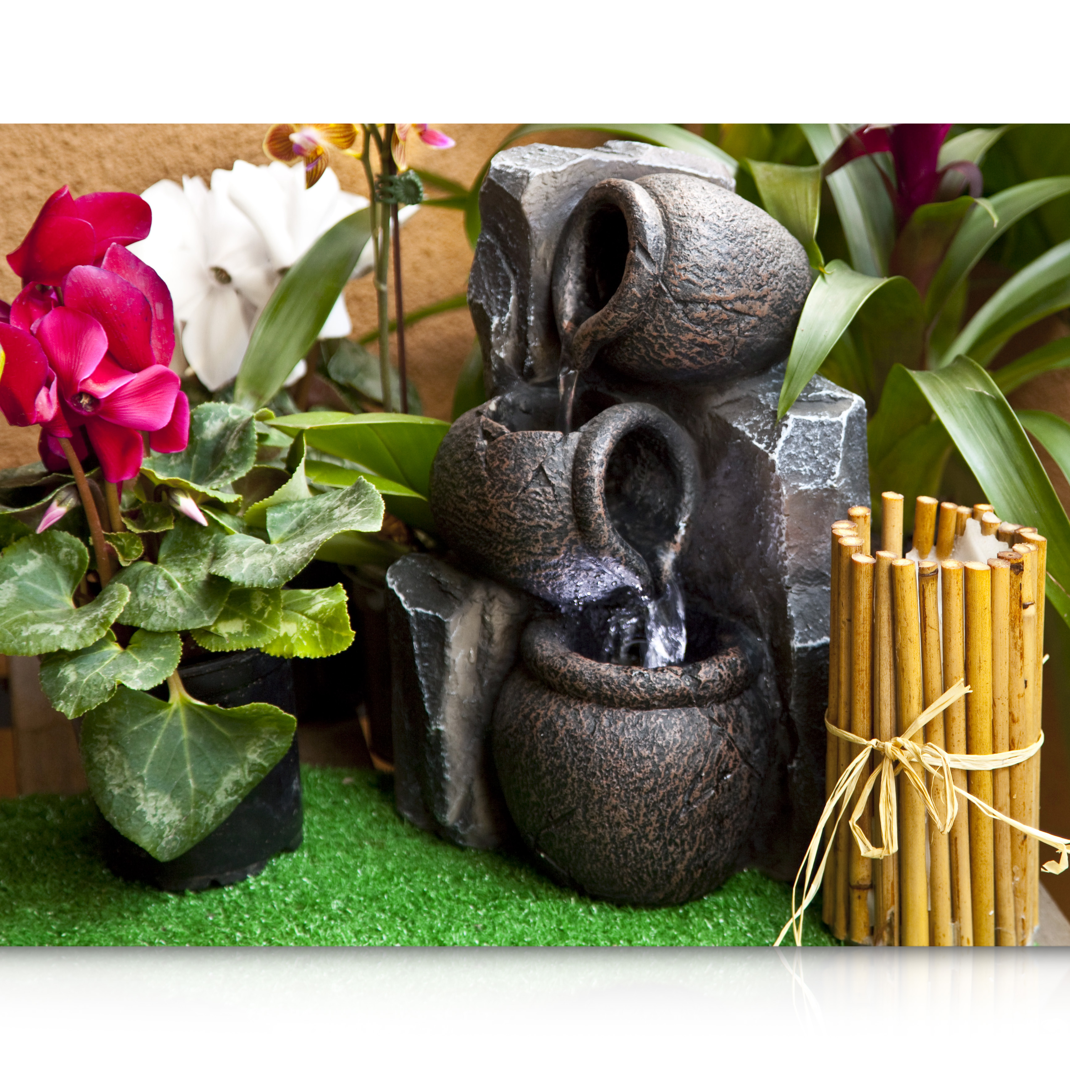 SereneLife Premium 2-Tier Stone Tabletop Water Fountain, Indoor/Outdoor Decor, Adjustable Pump