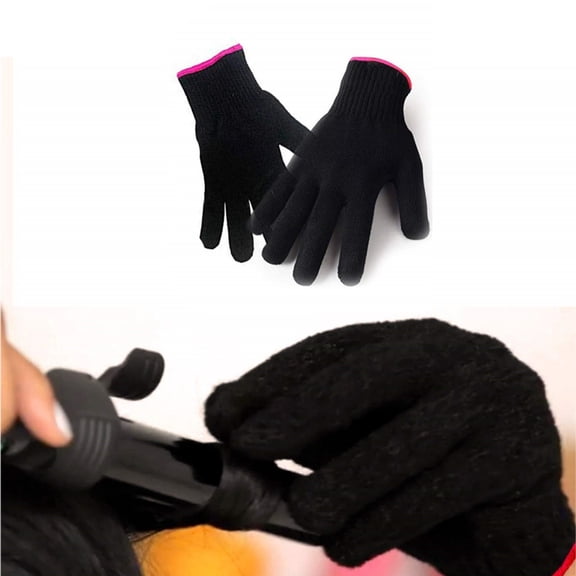 1Pair Hair Styling Tool,QZS Heat Resistant Glove for Curling Wand,Portable Pink Edge Heat Blocking Glove for Flat Iron and Curling Wand,8.7x5.9"