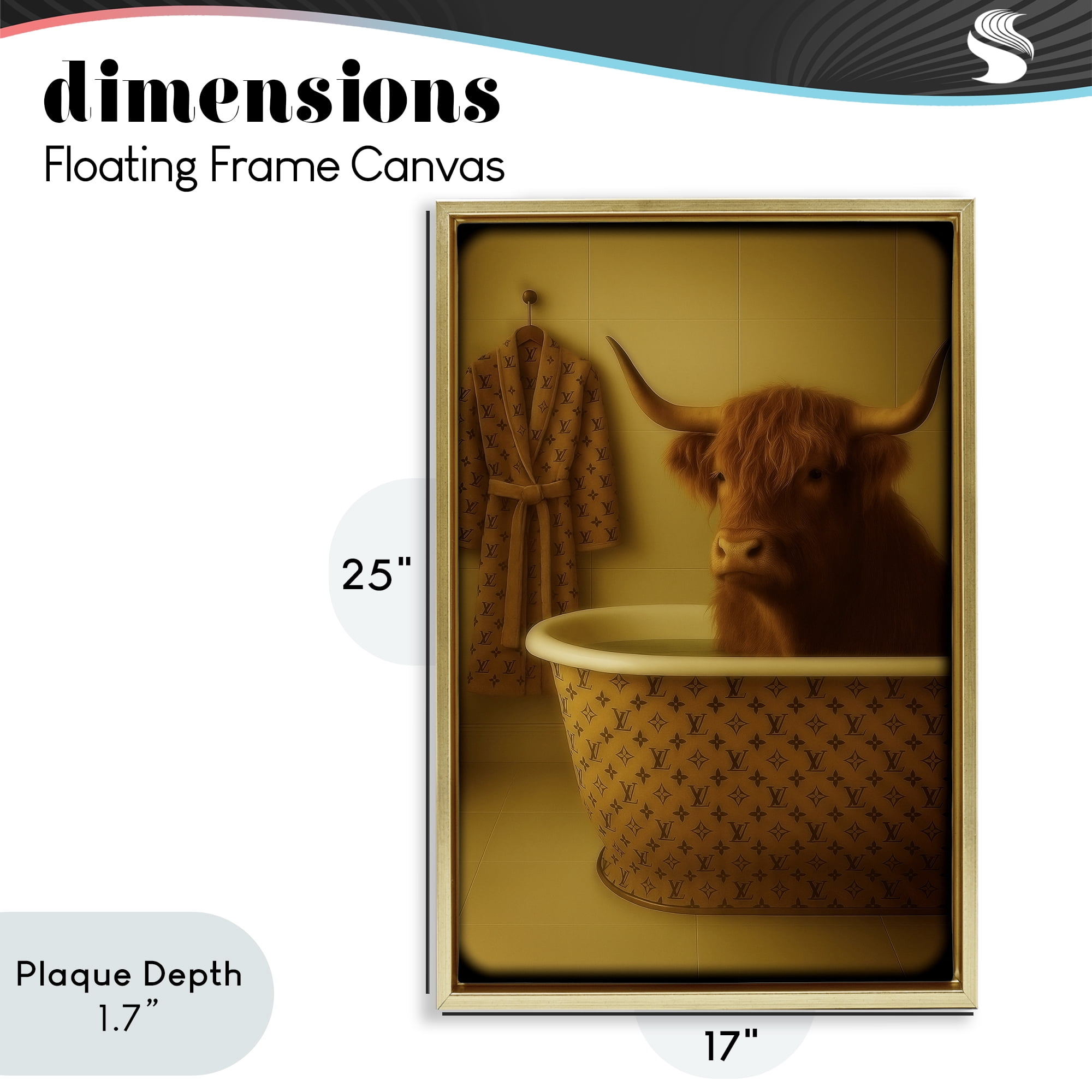 Stupell Industries Couture Highland in Luxury Tub Gold Framed Floater Canvas Wall Art, design by Grotto Studios