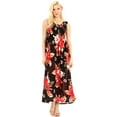 thumbnail image 5 of Sakkas Iyabo Women's Sleeveless Casual Summer Floral Print Dress Maxi Long Stretch - B-Red - One Size, 5 of 5