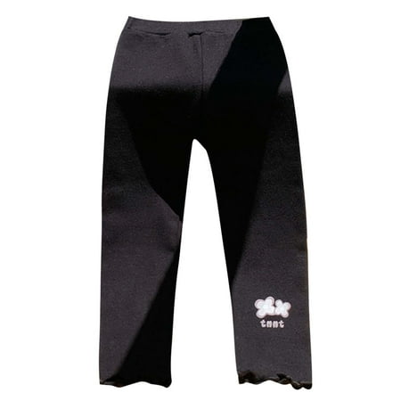

Toddler Girls Small Pattern Wooden Ear Edge Leggings Waist Loose Casual Pants for 1 To Thick Tights Little Girls Outfits Pants for Gymnastics Girls Baby Girl Long Pants Girl Warm up Suits Girls