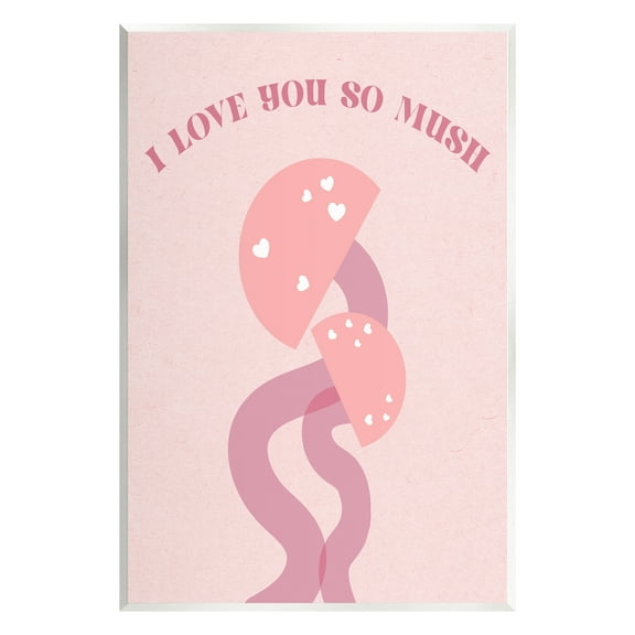Stupell Industries Love You Pink Mushrooms Botanical & Floral Painting Unframed Art Print Wall Art, 10 x 15