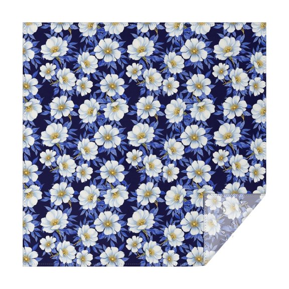 Pioneer Flower Floral Print Pattern Square Tablecloth, Waterproof Wipeable Spillproof Washable Table Cover for Home Kitchen Party and Daily Decor 60"x60"