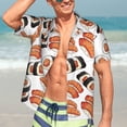 thumbnail image 5 of Lsque Sushi Roll pattern Hawaiian Shirt for Men, Unisex Summer Beach Casual Short Sleeve Button Down Shirts-Small, 5 of 9