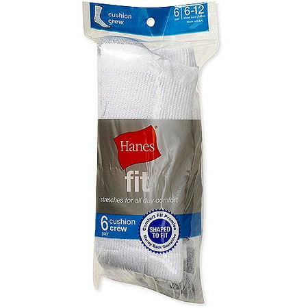 Hanes - Men's Fit Crew Socks, 6 Pairs