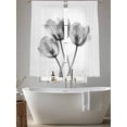 thumbnail image 6 of Grey Spring Tulip Floral Semi Sheer Curtains 72 Inch Length 2 Panels Set, Pastoral Flowers Watercolor Sheer Kitchen Curtain Privacy Voile Window Curtain for Living Room Bedroom Rod Pocket Drapes, 6 of 7