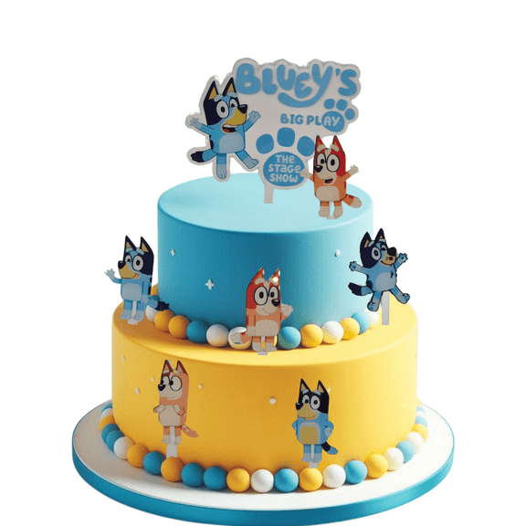 Blue Dog Cake Topper Set – 7-Piece Acrylic Birthday Decorations for Kids, Bluey Cake Toppers