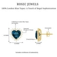 thumbnail image 6 of Rosec Jewels Heart Shape London Blue Topaz Stud Earrings with Diamond Halo (7 mm), 10K Yellow Gold, 6 of 7