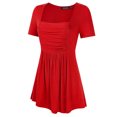 thumbnail image 3 of Women's Square Neck Pleated Short Sleeve Tunic Dress Shirt Knit Top, 3 of 6