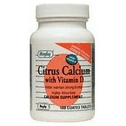 Rugby Citrus Calcium with D Tablets, 100 Count