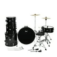 thumbnail image 2 of Full Size 22in 5-Piece Complete Adult Drum Set with Bass Drum, 2 Tom Drum, Snare Drum, Floor Tom, 16" Ride Cymbal, 14" Hi-hat Cymbals, Stool, Drum Pedal, Sticks, Black, 2 of 10