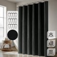thumbnail image 6 of Black Extra Long Linen Shower Curtain, 108 Inch Long Heavy Duty Fabric Shower Curtain Set with 12 Metal Hooks, Waterproof Decor Machine Washable for Bathroom Bathtub Hotel, 72 x 108, 6 of 14