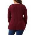 thumbnail image 4 of DARING DIVA Women's Plus Knit Tops V Neck Button Stretch Sweater 3X Burgundy, 4 of 6