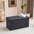 thumbnail image 3 of Fithood FCH 76*38*38cm Glossy With Lines PVC MDF Foldable Storage Footstool Black, 3 of 5