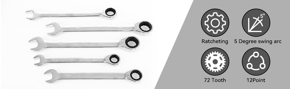 PROSTORMER 14-Piece Ratcheting Wrench Set , SAE 1/4”-7/8” , Chrome Vanadium Steel Combination Wrench Set with Wrench Rack