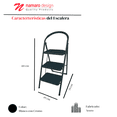 thumbnail image 4 of Escalera De Acero Tubular Plegable Con 3 Niveles Namaro Design Negra, 4 of 5