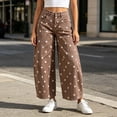 thumbnail image 6 of Avirosel Women's Polka Dot Barrel Jeans Casual High Waisted Wide Leg Cropped Denim Pants with Pockets for Fall Coffee, 6 of 9