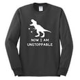 thumbnail image 2 of Wild Bobby, Unstoppable T Rex Funny, Pop Culture, Men Long Sleeve Shirt, Charcoal, Small, 2 of 4