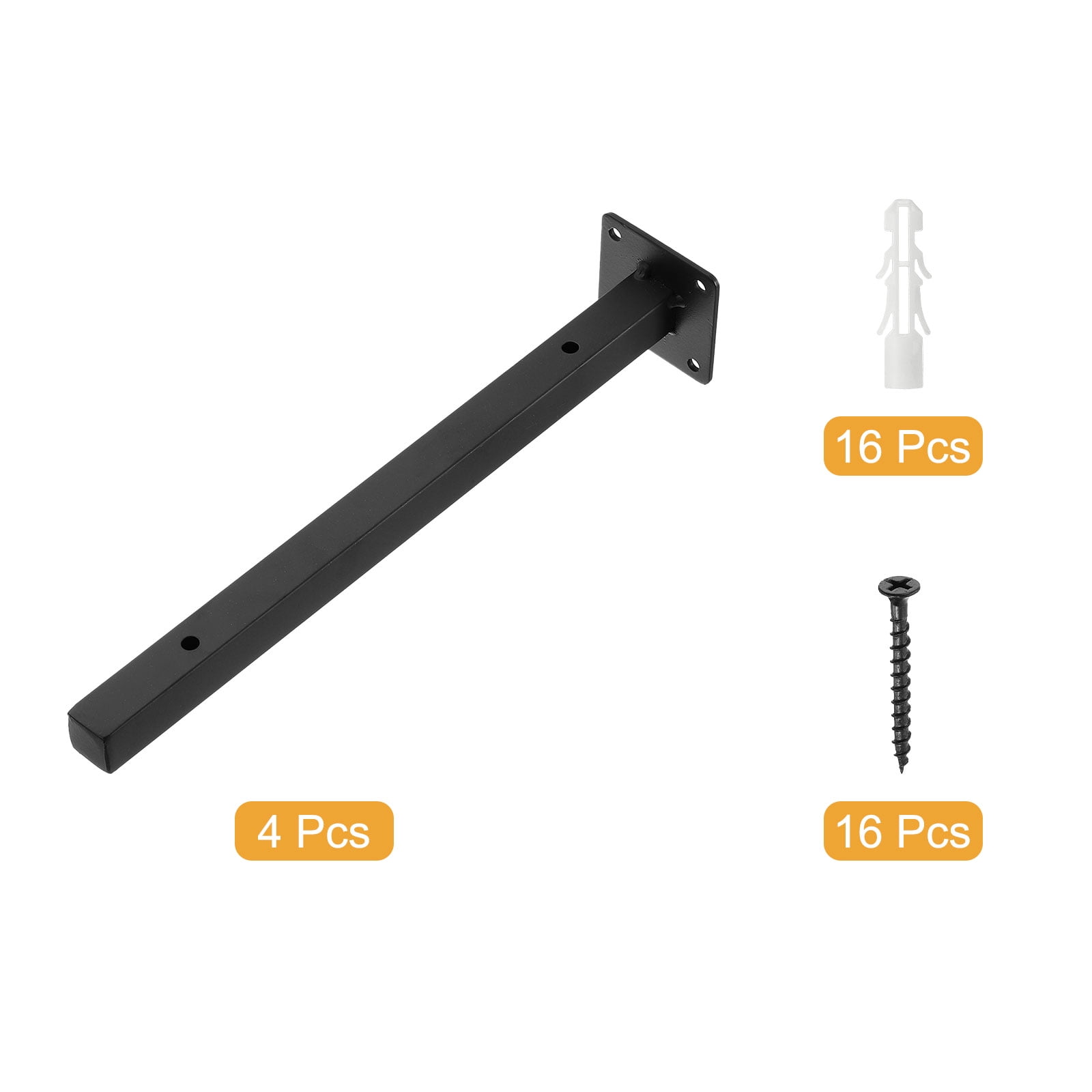 Uxcell Floating Shelf Bracket,4Pack 12 Inch Iron Hidden Wall Mounted Shelf Supports with Screws and Expansion Tube
