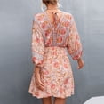 thumbnail image 2 of Vestido Floral Con Cuello En V, Mangas Largas Abullonadas Vestido Corto Floral Para Mujer Poliuretano Hermoso Elástico Cintura Alta Correa Trasera Para La Vida Diaria ANGGREK Otros, 2 of 6